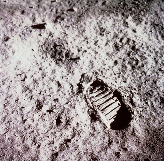 A bootprint on the Moon, Apollo 11, 1969.